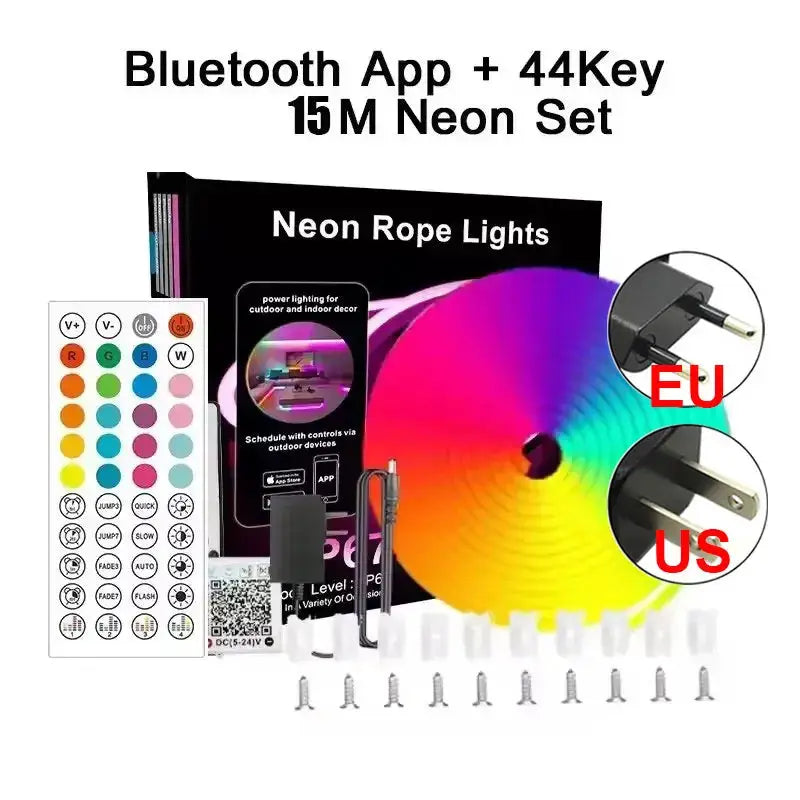 Outdoor Rgb Neon Led Lights Strip 24V 15 Meters 20 Meter 5 Meters 10M Bluetooth App Remote Control Neon Outside Christmas Light from PriceLows™