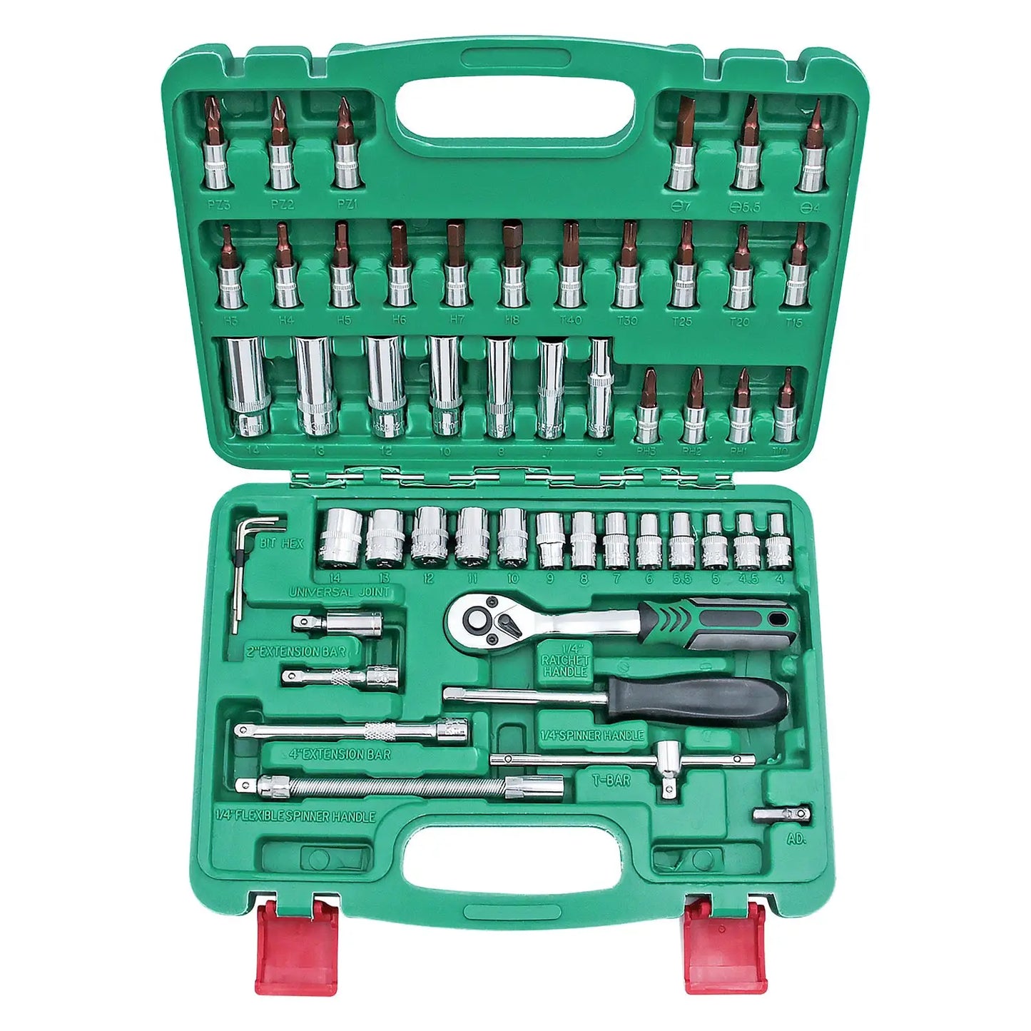 53pcs Drive Socket Set 1/4 inch Ratchet Wrench Set with Socket Metric Hex Bit Socket Set Mechanic Tool Kits for Hous Auto Repair from PriceLows™