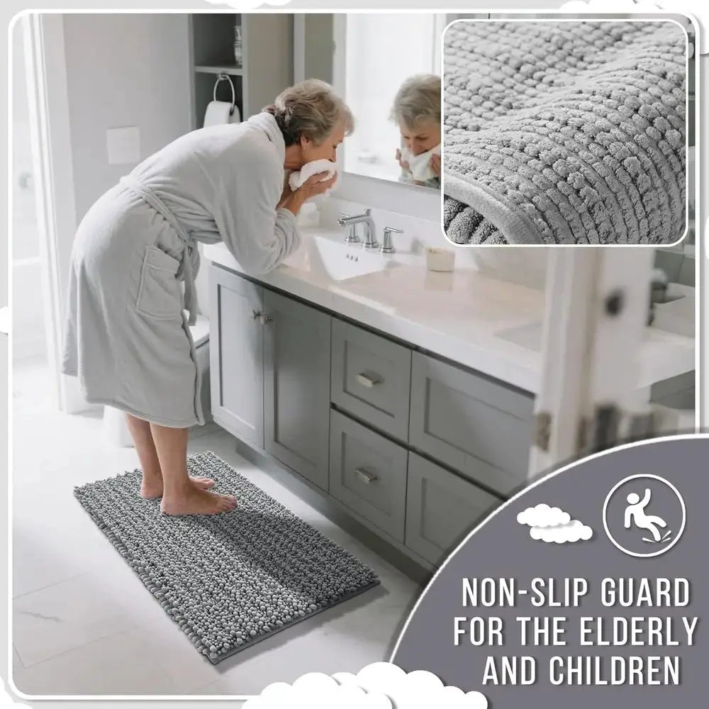 Bathroom Rug Set 3 Piece - Super Absorbent Quick Dry Chenille Bath Mats & Toilet Rug, Non Slip hine Washable, Extra Thick Shaggy from PriceLows™