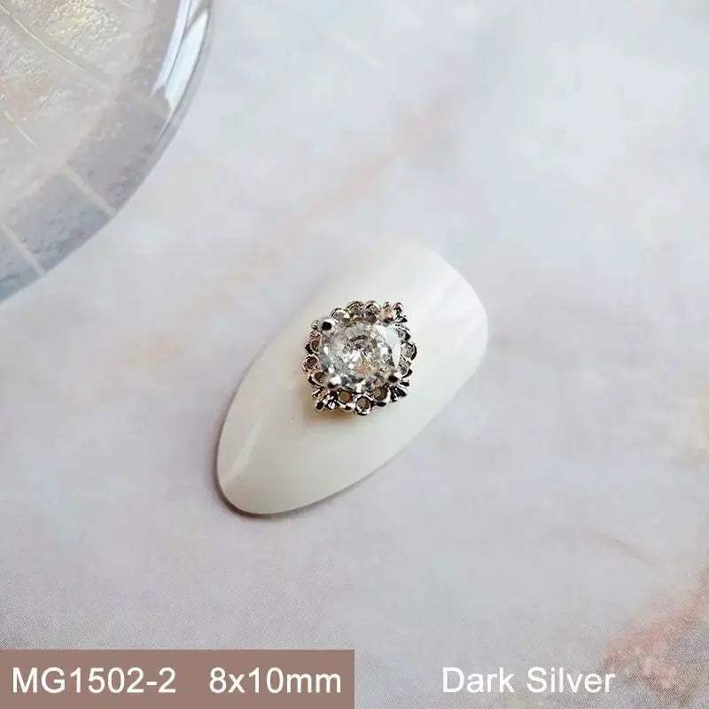 10pcs Pink Black Blue Oval Drop Round Zircon Bright Silver Nails Jewelry Decorations Nail Art Accessories Charms Parts Supplies from PriceLows™
