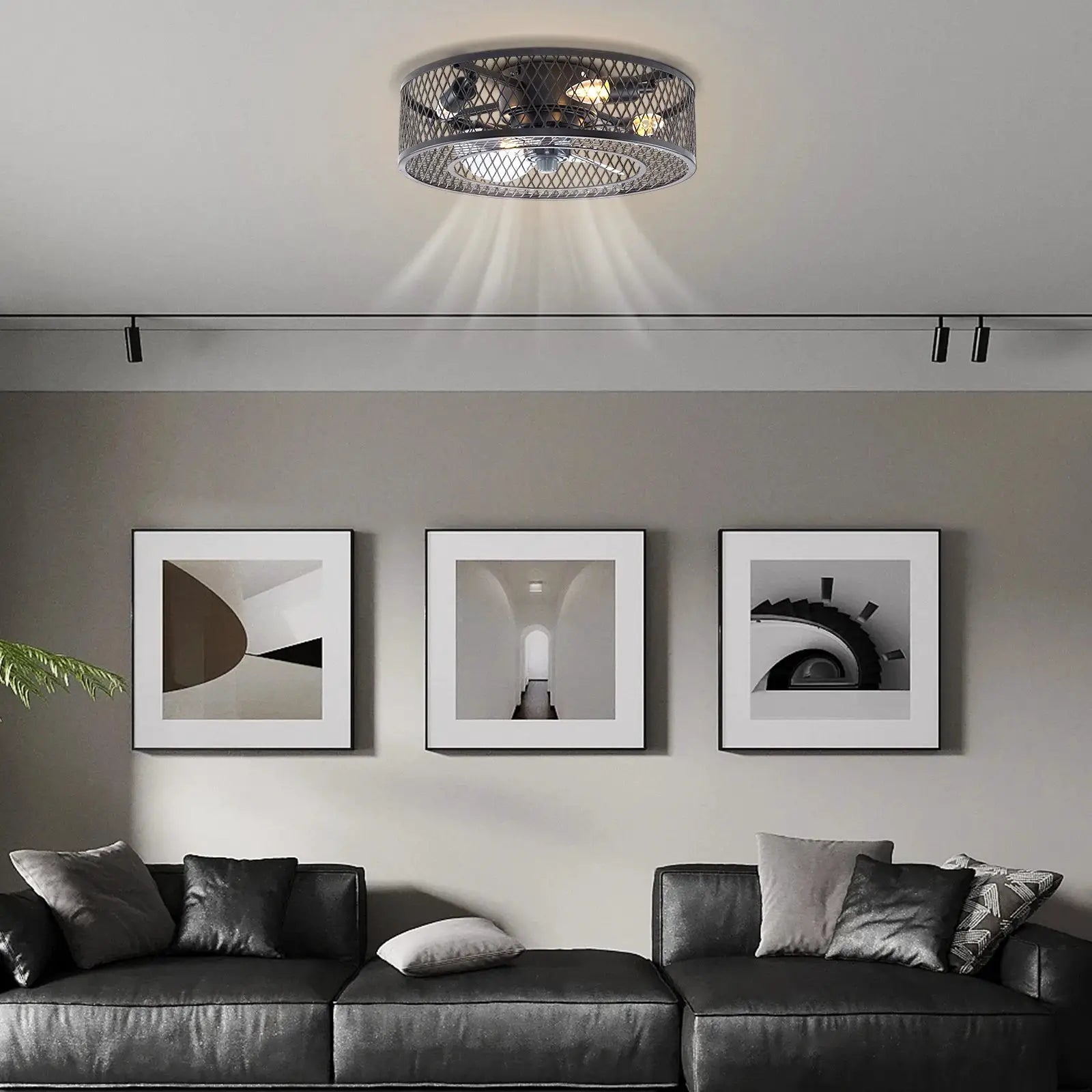 18 Inch Fan Pendant Light Black - Without Light Source E27 * 4 for Living Rooms, Restaurants, Bedrooms Foyers, Farmhouses, Bars from PriceLows™