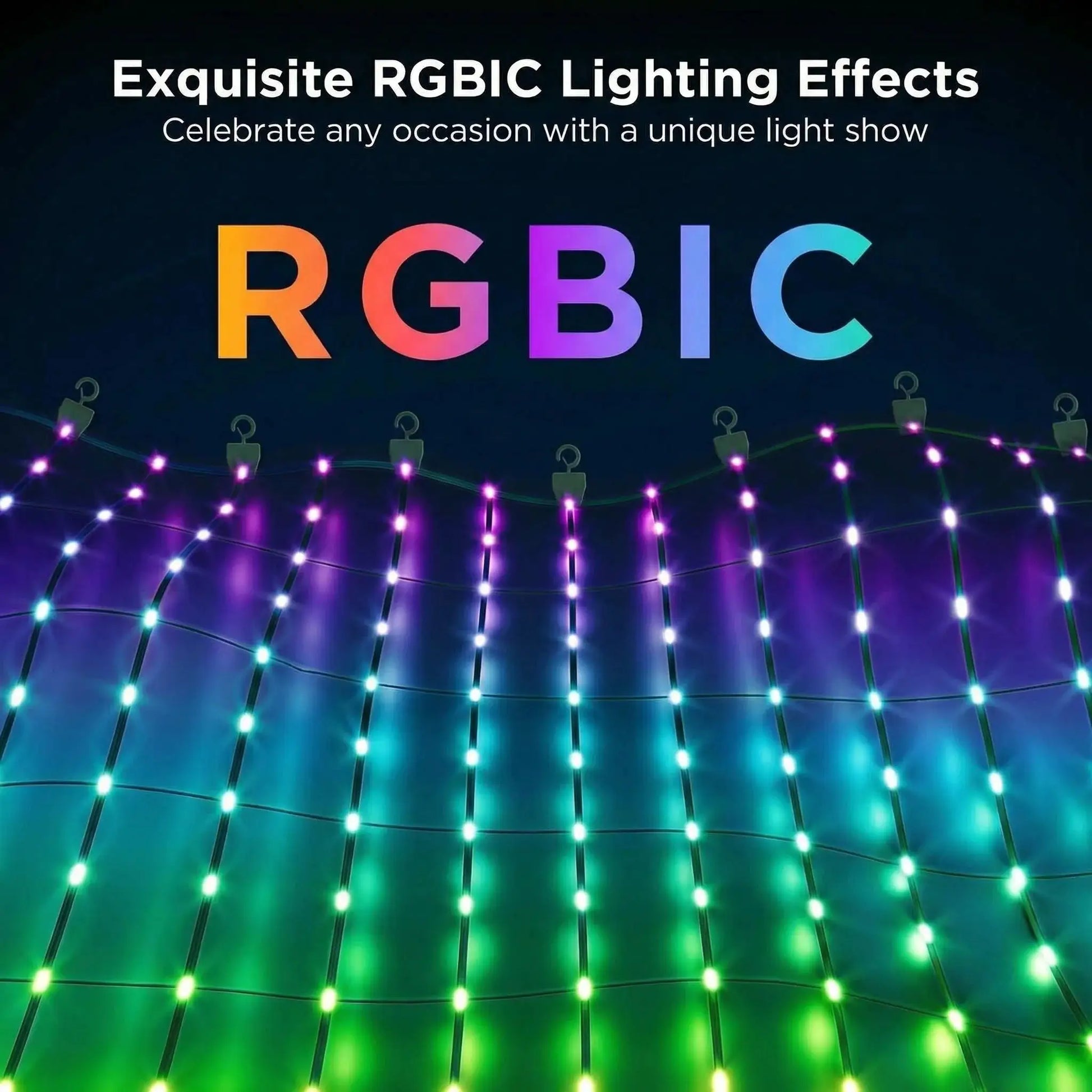 Smart Net Lights Outdoor, RGB&IC Lights with App/Remote Control, DIY Modes, Waterproof Mesh Light for Patio Bush Decor from PriceLows™