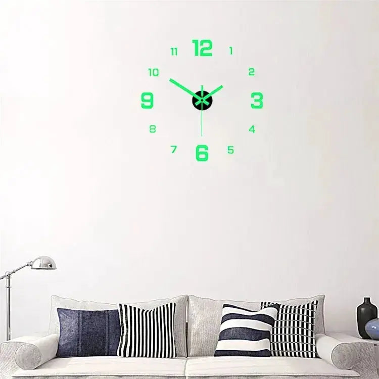 EW Creative Simple Luminous Digital Clock European Style DIY Silent Wall Clock Study Living Room Punch-Free Wall Sticker Clock from PriceLows™