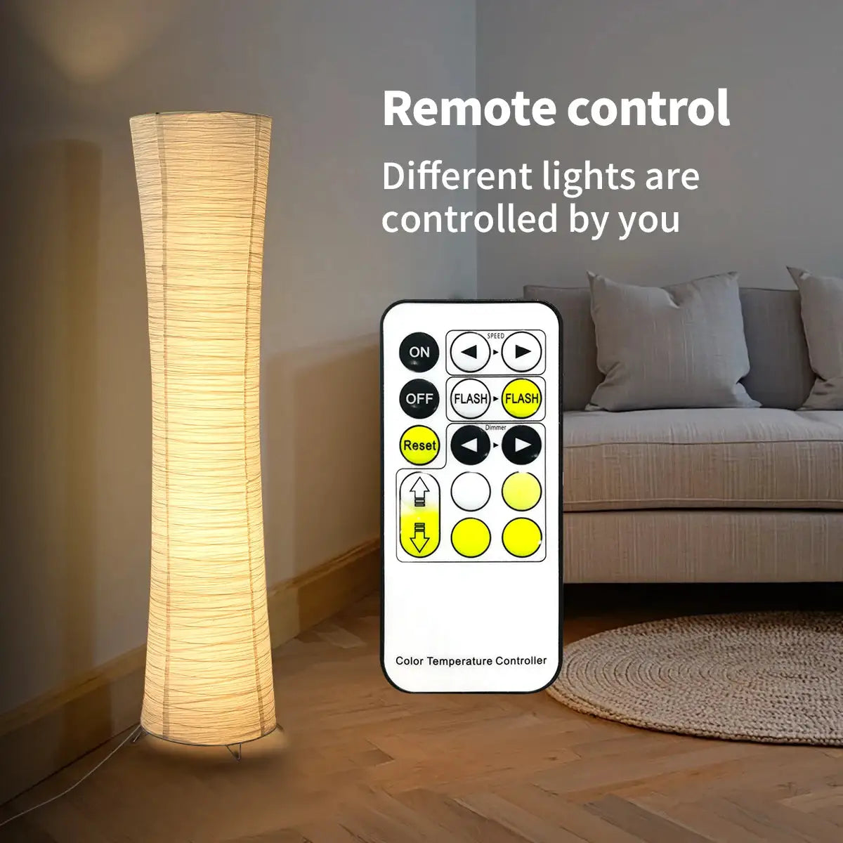 Paper floor lamp, paper and chrome-plated standing lamp, LED light strip, living room and bedroom decoration, festival lantern, from PriceLows™