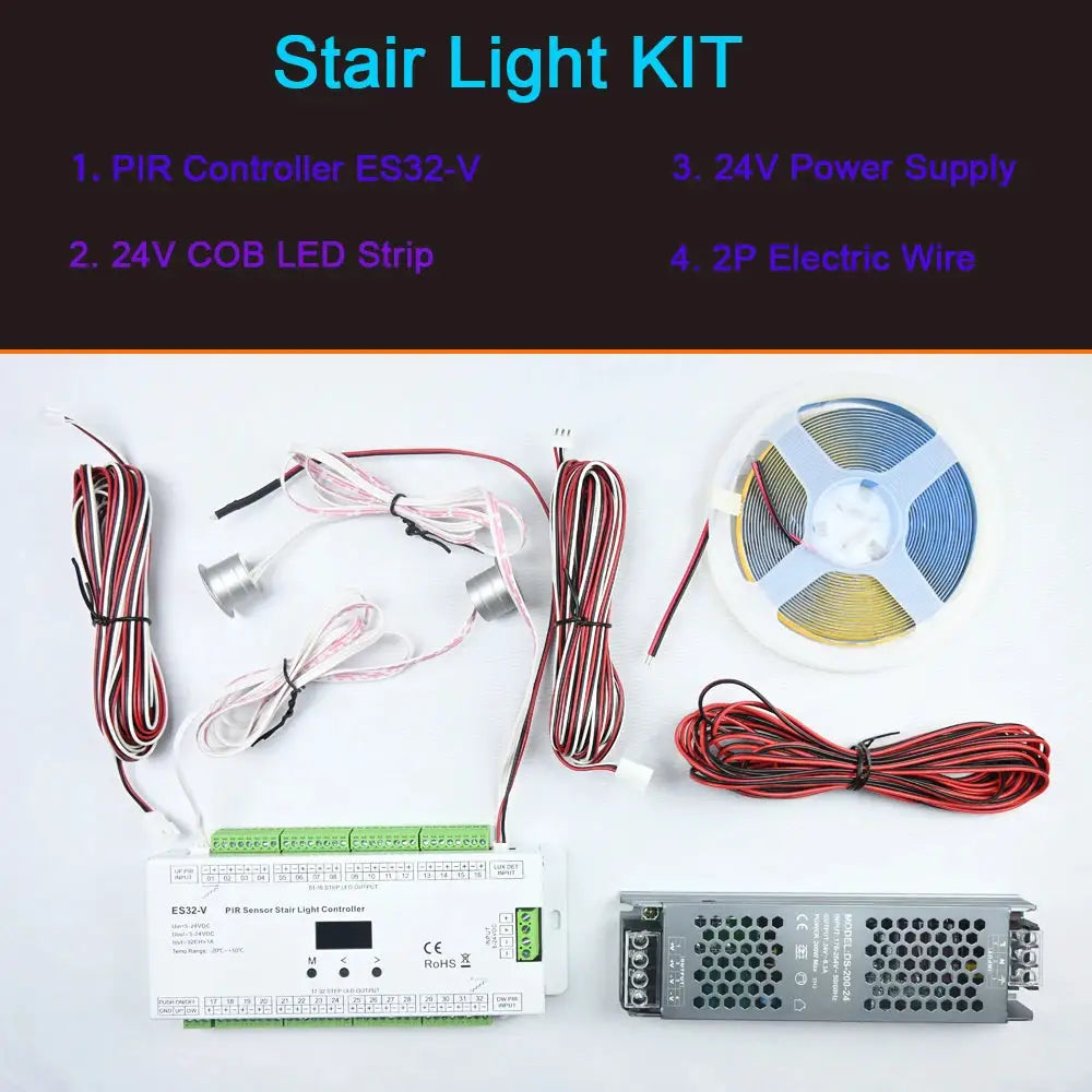 ES32-V 6 Run Modes 32CH Output Infrared Control SKYDANCE PIR Sensor Stair Light Controller KIT For Single Color COB LED Strip from PriceLows™