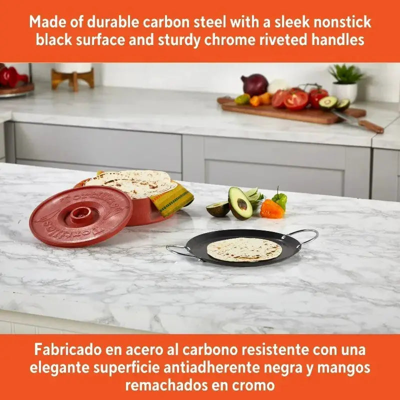Comal | Carbon Steel | Nonstick | 9 Inch With Metal Handles