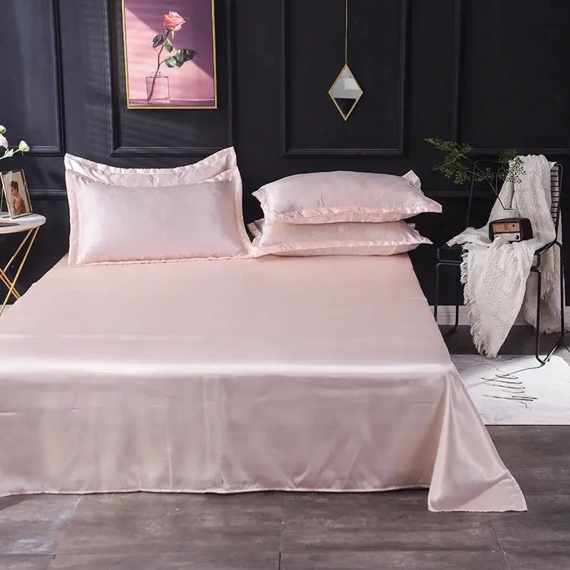 Satin Bed Sheets Set | Solid Color | Poly Cotton Blend | Single Twin Sizes