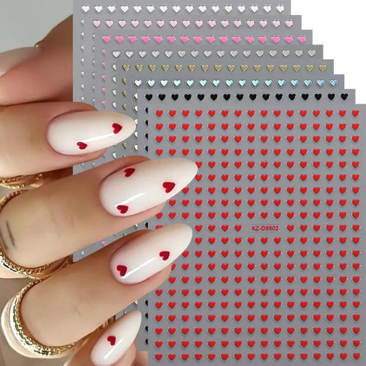 8pc 3D Mixed Color Heart Nail Stickers Valentines' Day Sweet Red Pink Love Selfadhesive Nail Decoration Decals Manicure Supplies from PriceLows™