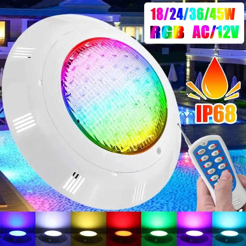 18/24/36/45W Swimming Pool Light with Remote Controller RGB Multi Color Outdoor LED Underwater AC12V IP68 Waterproof Lamp from PriceLows™