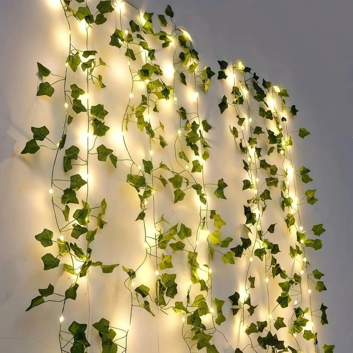 LED Ivy String Lights | Outdoor Plug In | Warm White Bulbs | Garden Decor