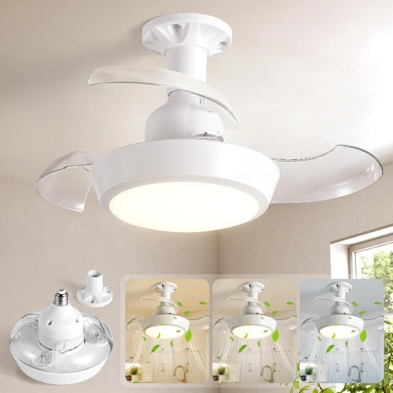 Ceiling Fan Light | Retractable Design | E27 Socket | Remote, Dimmable LED