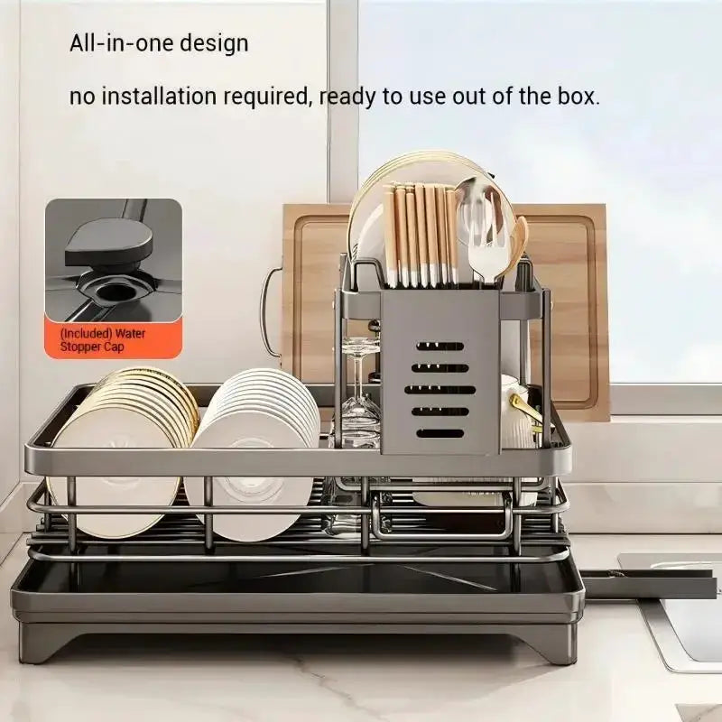 Stainless Steel Dish Drying Rack with Drainboard, Over Sink Plate Organizer for Kitchen Storage from PriceLows™