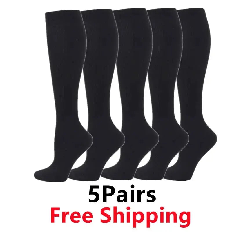 Compression Socks | 20-30 MmHg | Crew Length | 5 Pairs Nylon