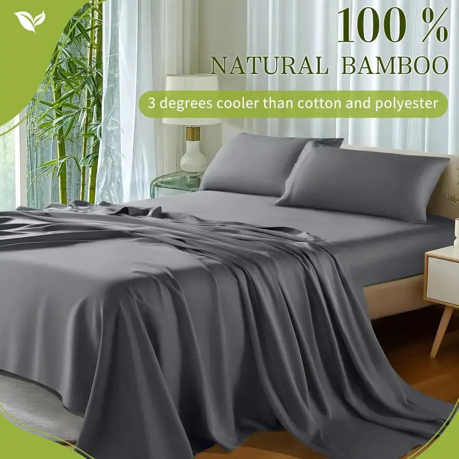 100 Viscose Derived from Bamboo Sheets Queen Size 4pcs Ultra Cooling amp Silky Soft Bed Sheets, 16 Deep Pocket, Perfect for Hot from PriceLows™