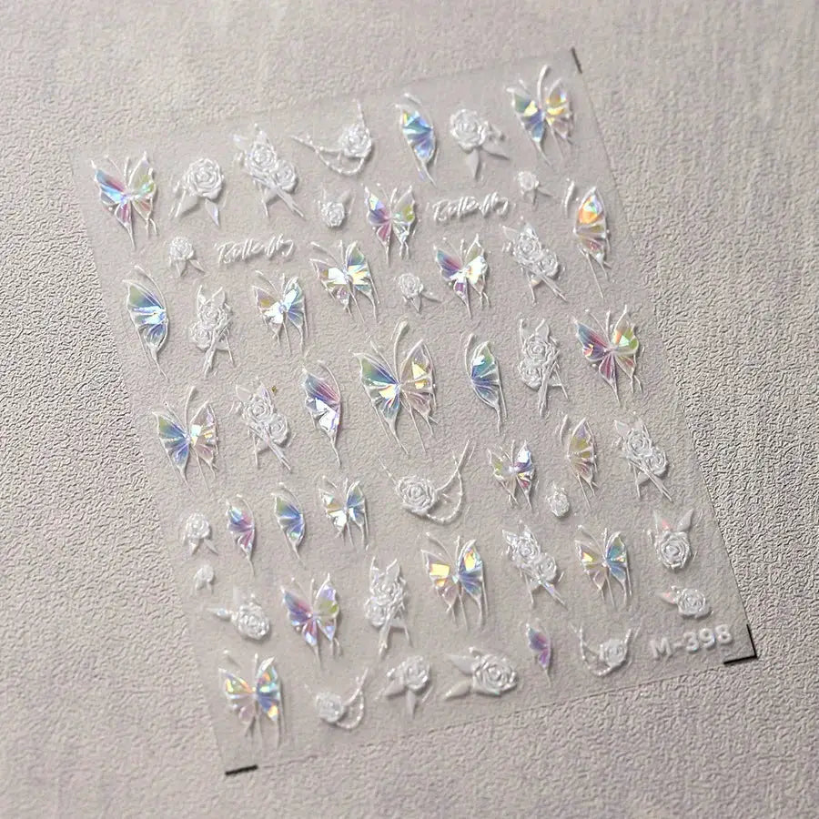 1Pcs 5D Embossed Aurora Butterfly Nail Art Stickers Self Adhesive Decals For Nails Decoration DIY 3D Acrylic Nail Supplies Parts from PriceLows™