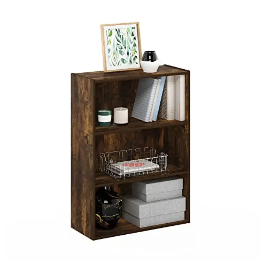 Furinno PASIR Book Shelf 3-Tier Bookshelf Storage Shelves Bookcase 9.7 x 23.7 x 31.5 for Living Room Bedroom Home Office Amber from PriceLows™