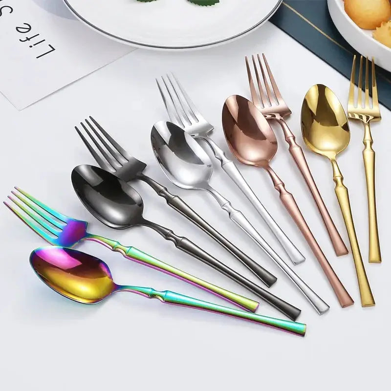20/30/40Pcs Silver Cutlery Stainless Steel Dinnerware Set Fork Spoon Knife Dinner Set Kitchen Flatware Silverware Tableware Set from PriceLows™