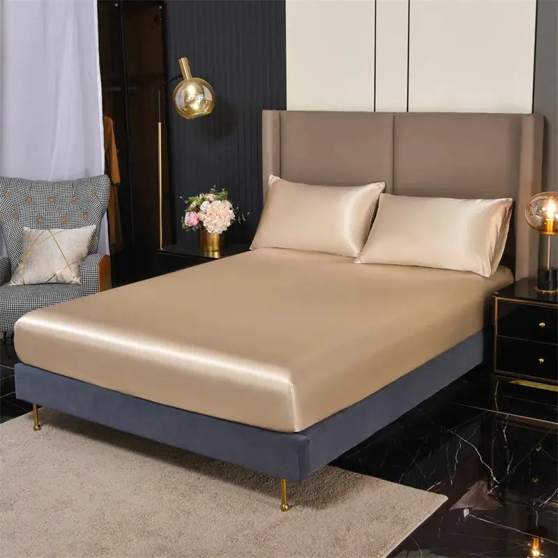 Satin Fitted Sheet Set | Elastic Bands | 9 to 14 Inch Deep Pocket | 3 Piece Set