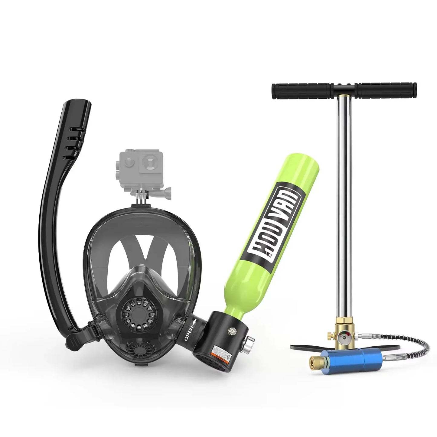 HOUVAN 0.5L Mini Diving Tank with Pump and Snorkel Mask Portable Diving Tank Essential for Outdoor Travel Unisex Gift from PriceLows™