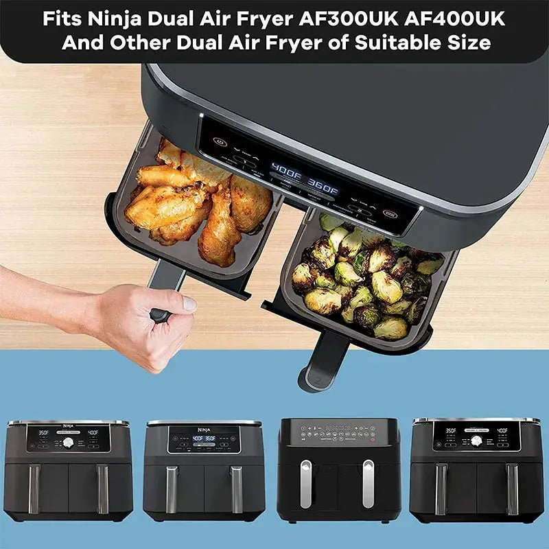 Air Fryer Silicone Tray | Food Grade | Rectangle Liner | Ninja Dual Compatible
