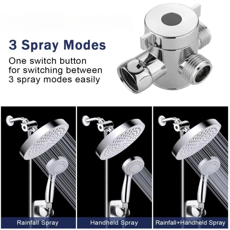 Shower Head Diverter Valve | Brass Construction | G1/2 Inch Connector | 3 Mode