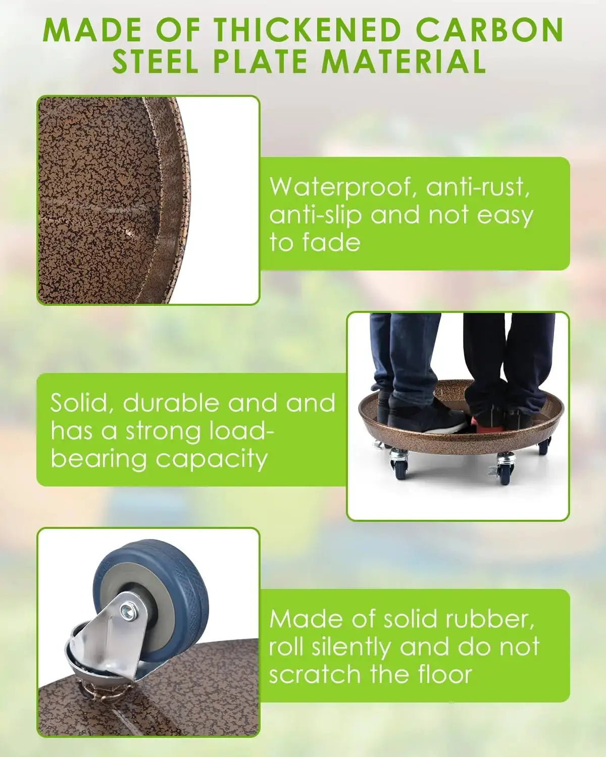 2Pack 11.8'' Large Plant Stand with Lockable Wheels, Heavy-Duty Plant Caddy with Casters for Indoor and Outdoor, Round Rollin from PriceLows™