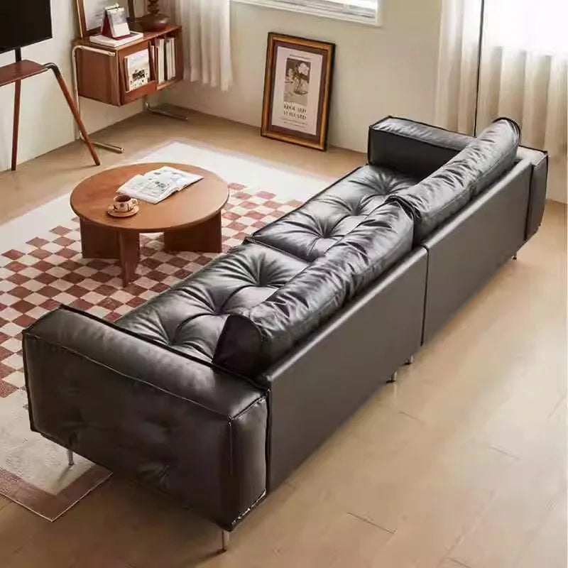 Leather Sofa | Oil Wax Finish | Top Grain Cowhide | Small Living Room