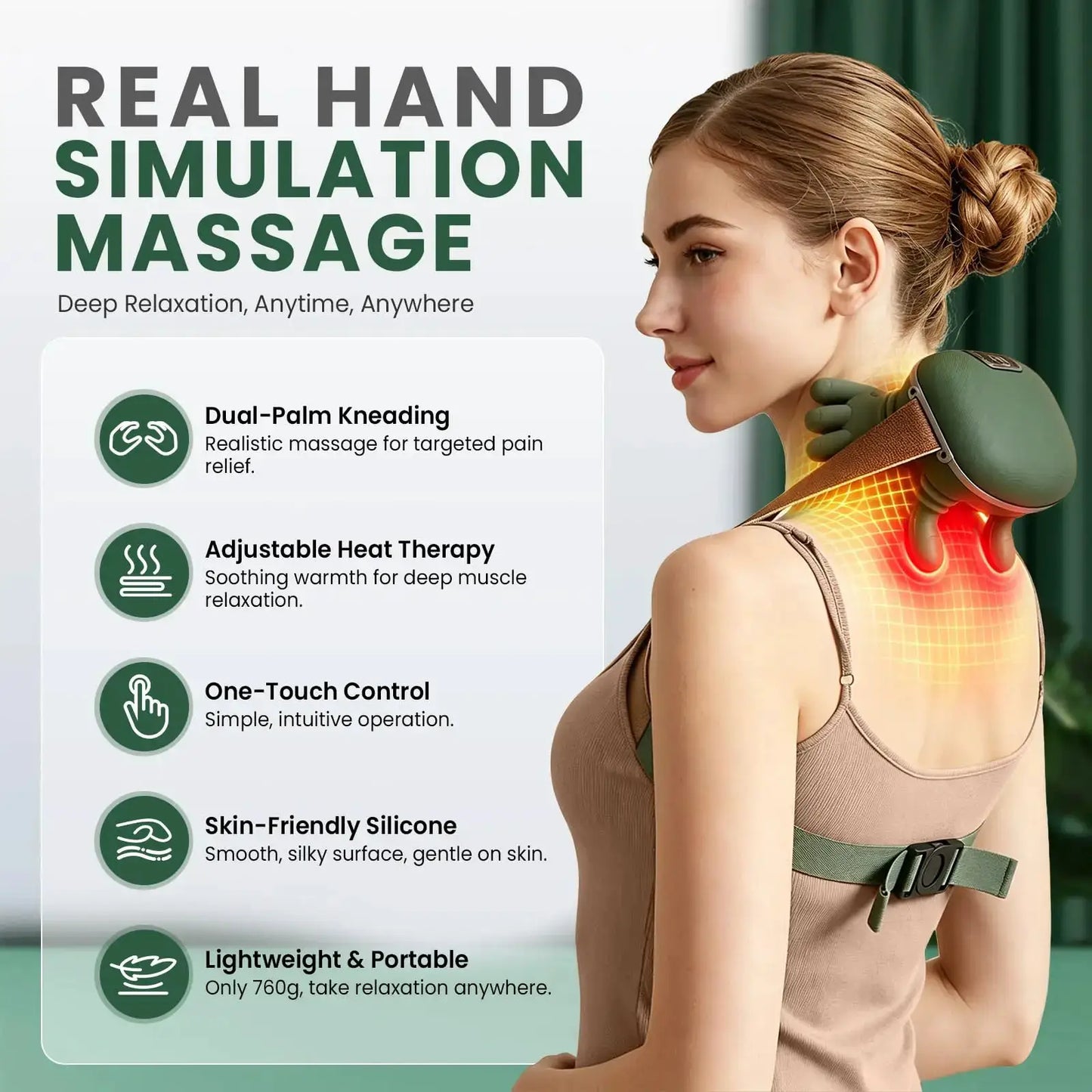 4D Electric Cervical Massager | Heating | Cordless Neck Massager