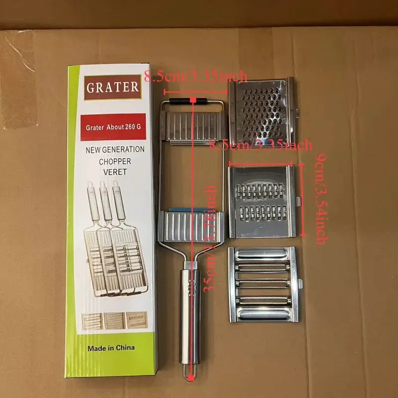 Vegetable Slicer | Stainless Steel Blades | Four In One | Bamboo Handles