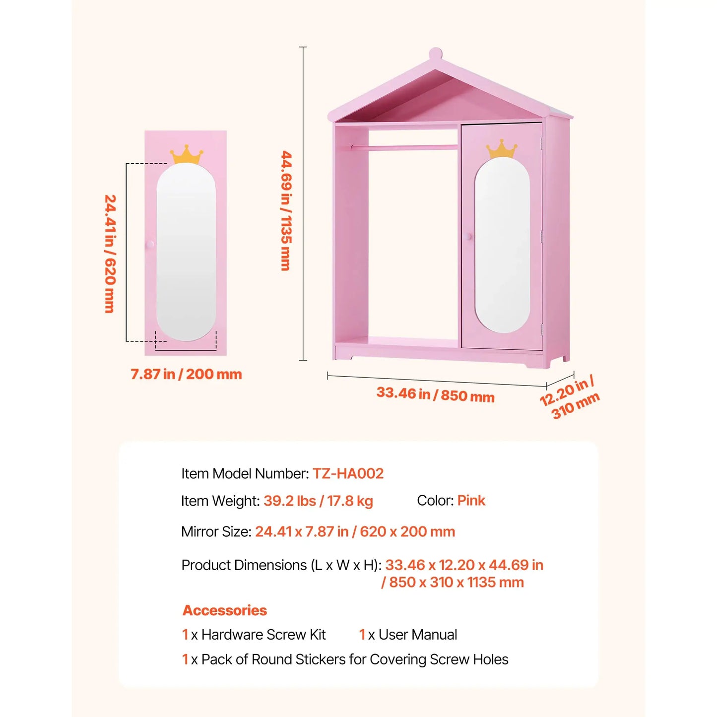 SucceBuy Kids Dress Up Storage with Mirror & Dress Up Closet Kids Armoire Wardrobe Costume Organizer for Girls Toddler Bedroom from PriceLows™