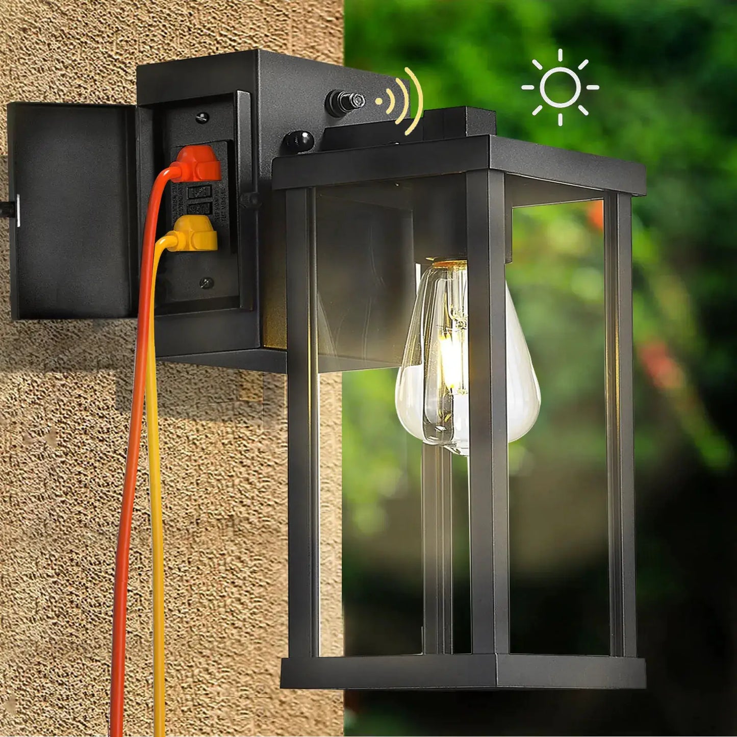 Porch Light With GFCI Outlet Dusk To Dawn Outdoor Light Exterior Lighting Fixtures Wall Mount For House Patio Garage Hallway from PriceLows™