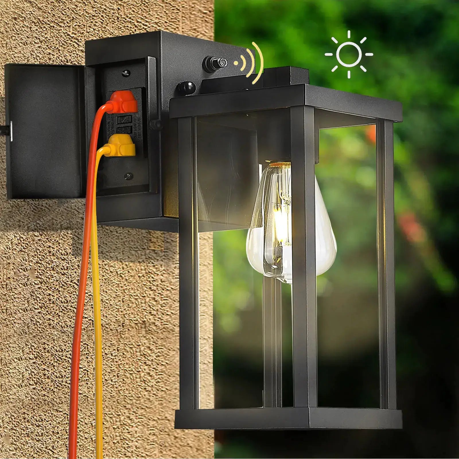 Porch Light With GFCI Outlet Dusk To Dawn Outdoor Light Exterior Lighting Fixtures Wall Mount For House Patio Garage Hallway from PriceLows™
