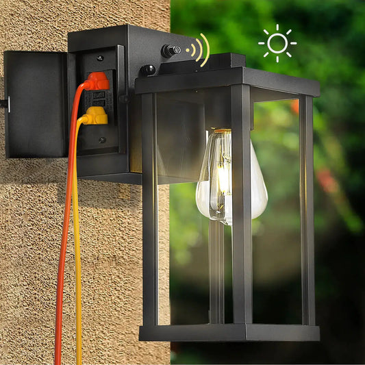 Porch Light With GFCI Outlet Dusk To Dawn Outdoor Light Exterior Lighting Fixtures Wall Mount For House Patio Garage Hallway from PriceLows™