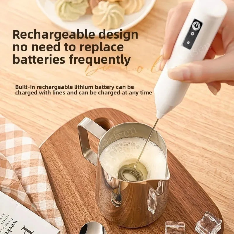 Wireless Milk Frother | Type C Rechargeable | 7000 RPM | Stainless Steel Body