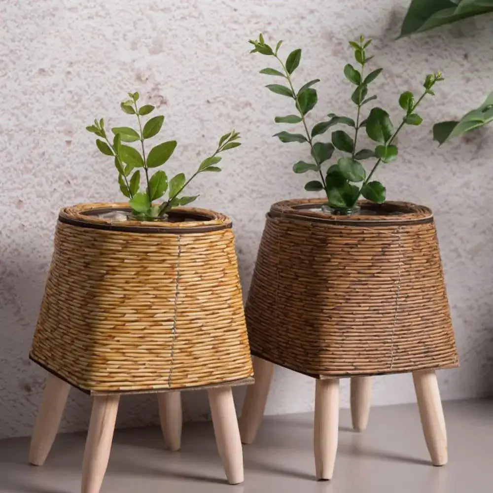 Fashion Rattan Woven Flower Pot Creative Flower Planters With Removable Legs Durable Hand Wove Plant Stand from PriceLows™