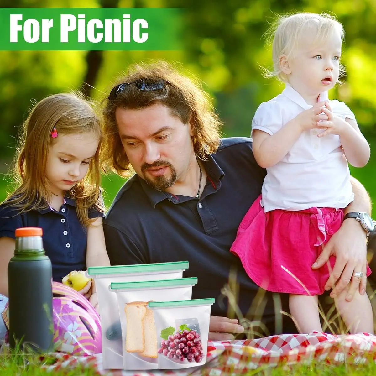 Silicone Food Storage Bags | Extra Thick | Leakproof | 6 Pack