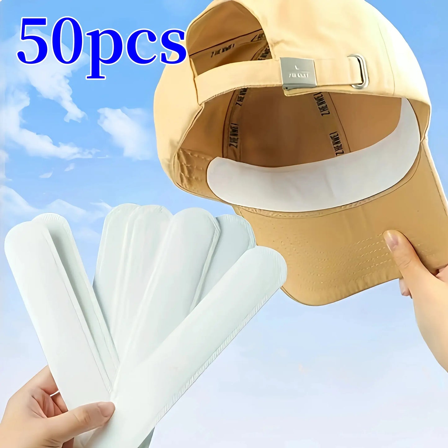 Hat Sweat Absorber Pads | Adhesive Backed | Polyester | 10 50 100 Pack