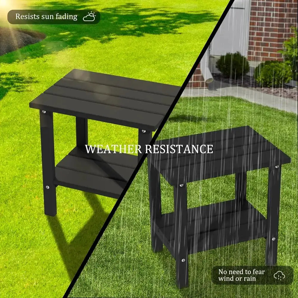 Weatherproof HDPE Small Patio Side Table for Outdoor Spaces: Ideal for Balcony, Deck, Poolside in Black from PriceLows™
