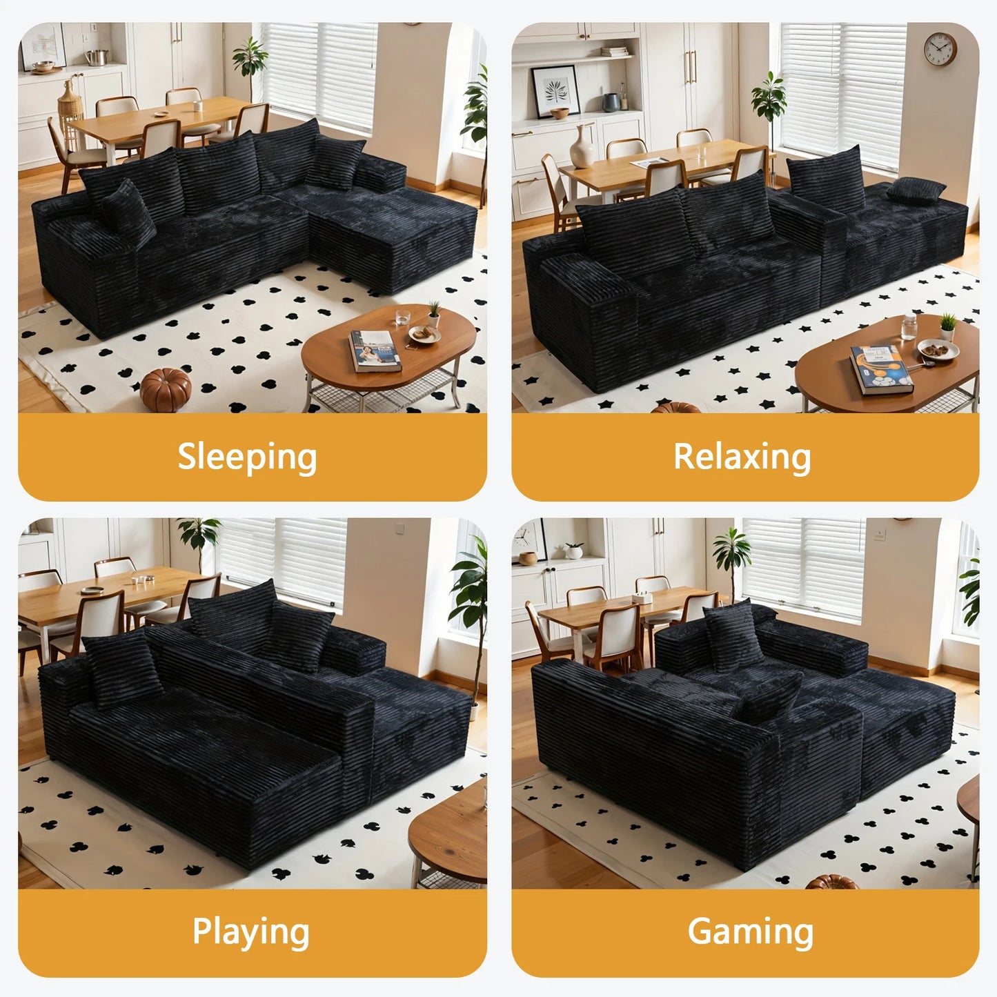 Sectional Sofa | L-Shaped With Chaise | No Assembly Required | 2000-2400mm Width