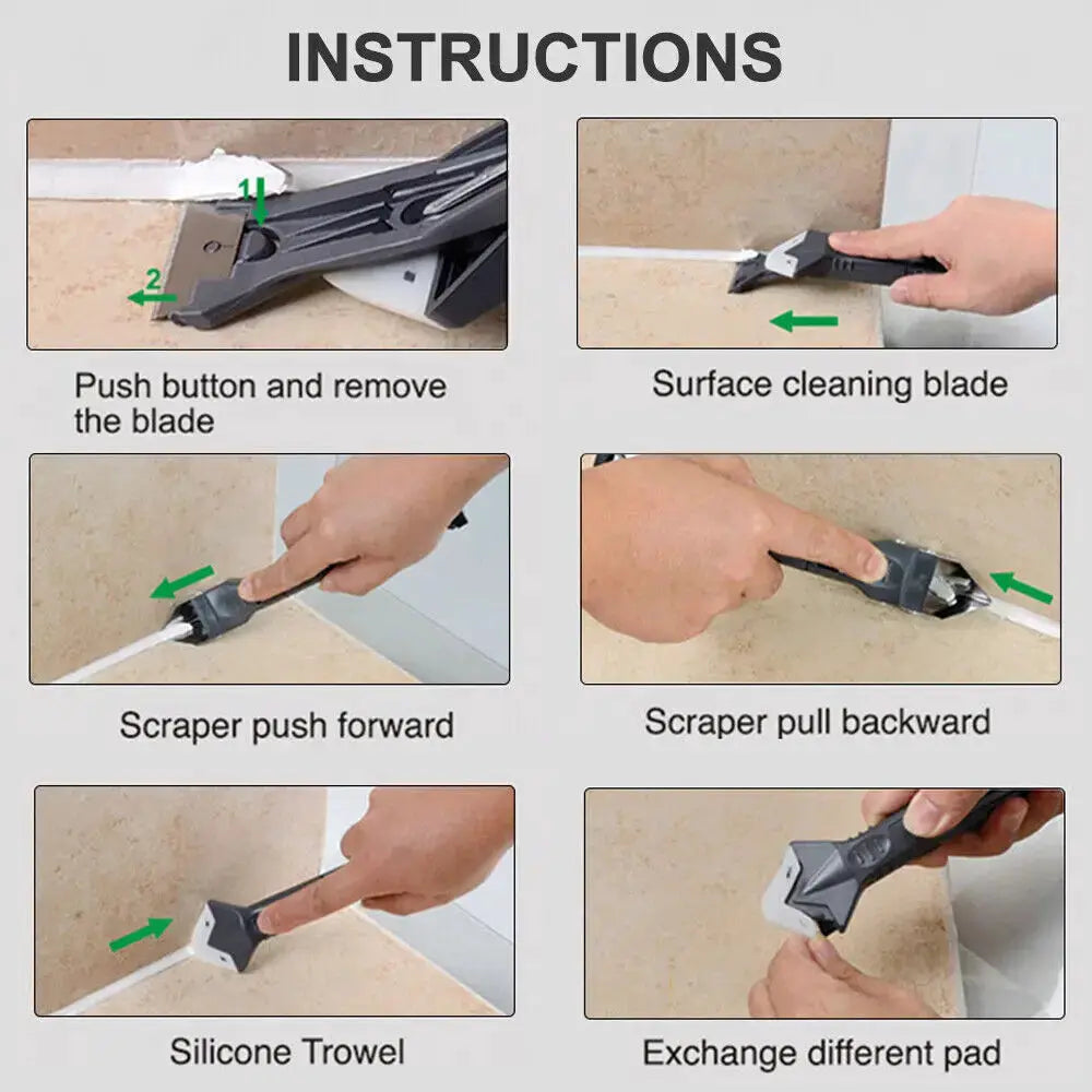 Silicone Scraper Sealant Smooth Remover Tool Set Caulking Finisher Smooth Grout Kit Floor Mould Removal Hand Tools Set from PriceLows™