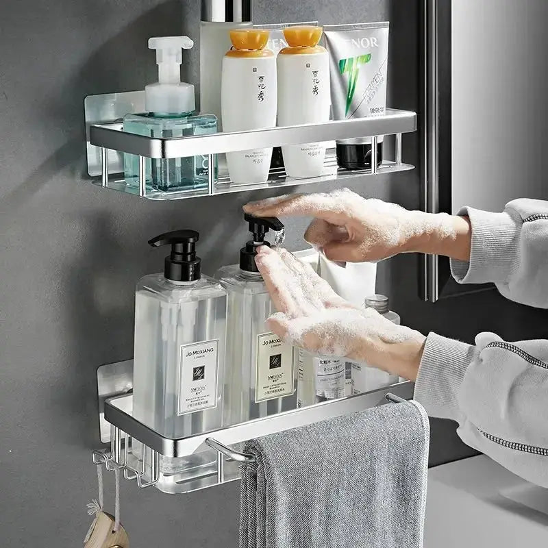Bathroom Shelf & Kitchen Storage Organizer – Aluminum Alloy Shampoo Rack, Shower Shelf, No Drill Toilet & Bath Accessories. from PriceLows™