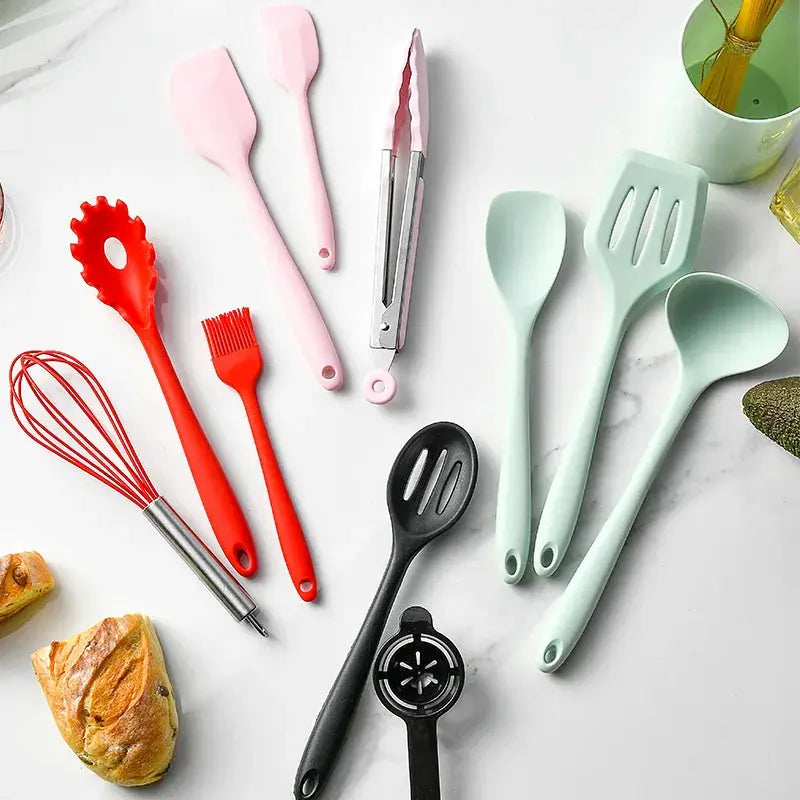 12Pcs Pink Silicone Cooking Utensils Set Non-Stick Pan Baking Tools Kitchenware Spatula Spoon Food Tongs Kitchen Kit with Box from PriceLows™