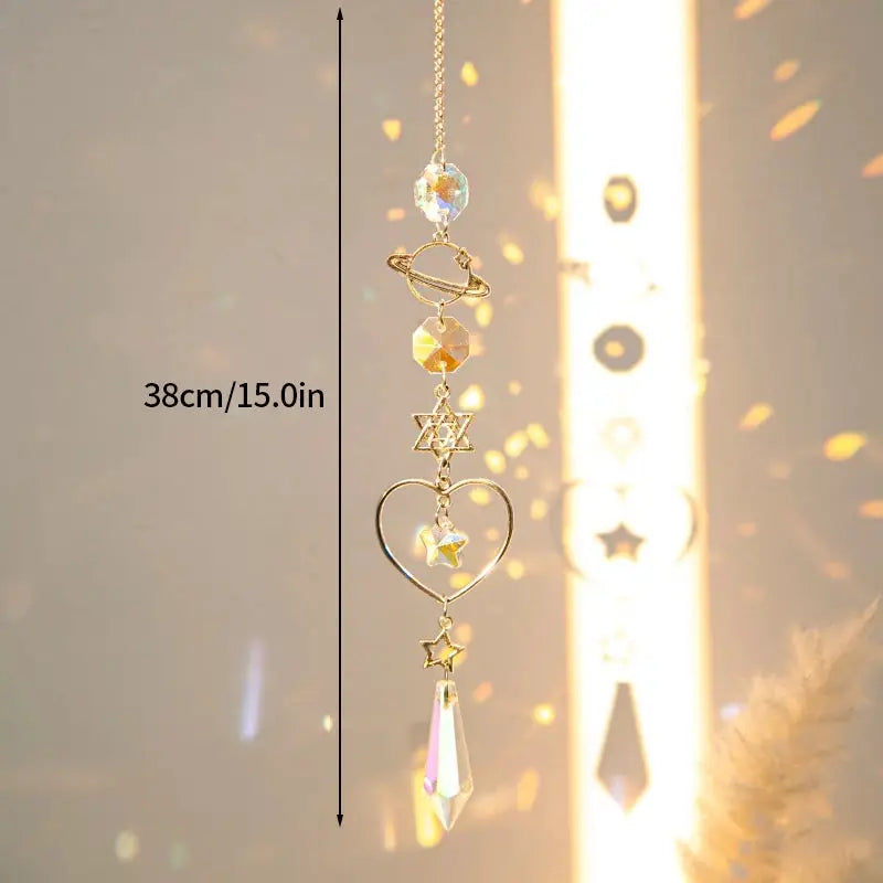 Crystal Suncatcher Moon Star Rainbow Sun Catcher Wind Chime Pendant Sun Catcher Pendants Outdoor Garden Yard Hanging Decor from PriceLows™