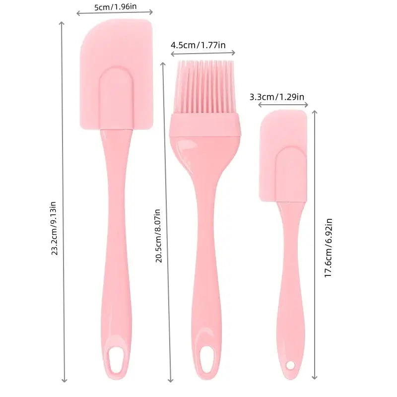1 Set/2 Sets Silicone Spatula Kitchen Baking Tool Pink Non-Stick Cake Cream Scraper from PriceLows™