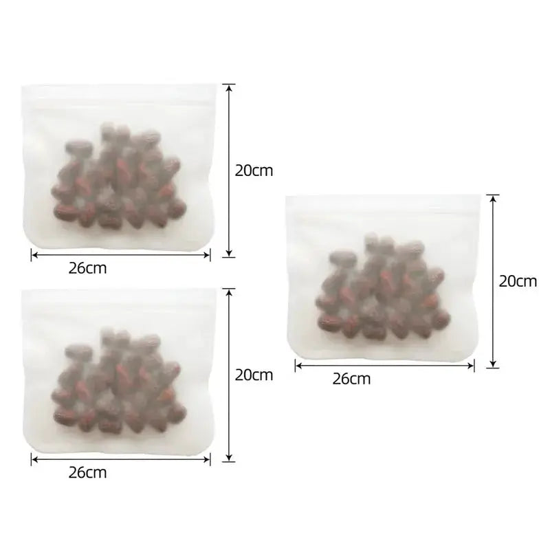 Silicone Food Storage Bags | Stand Up Zip | Leakproof Reusable | 1/2/3/4 Pcs