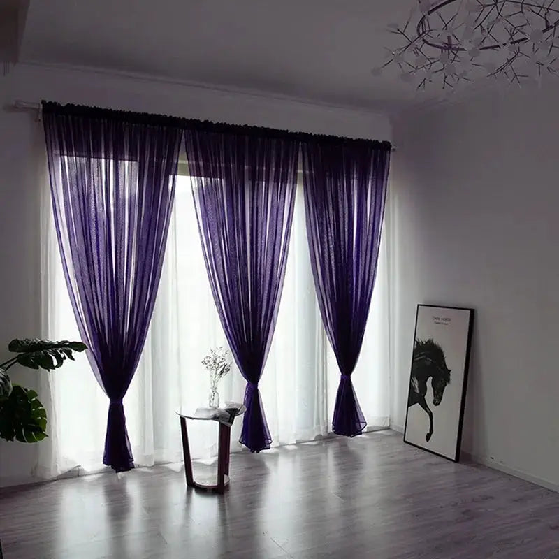 100x200cm 1PC Solid Color Sheer Curtain For Living Room Window String Curtains Bedroom Drape Panel Tulle Treatments from PriceLows™