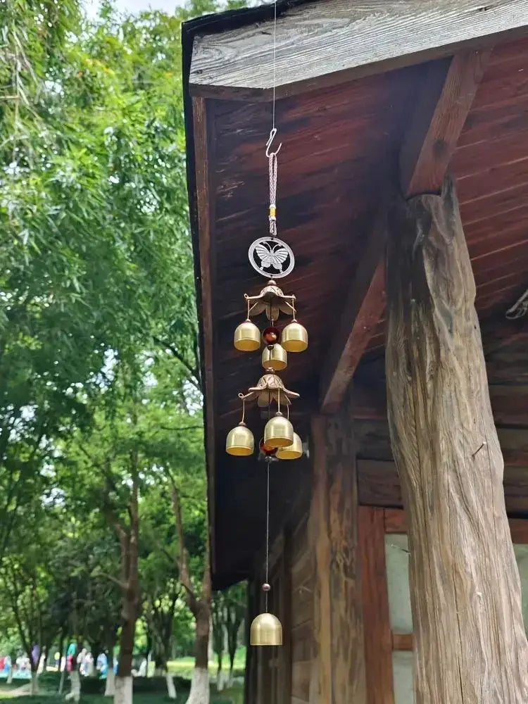 Garden Random Style Double Metal Bell Pendant Wind Chime, Brass Color Bell Hanging Decoration Home Patio Wall Hanging Gift from PriceLows™