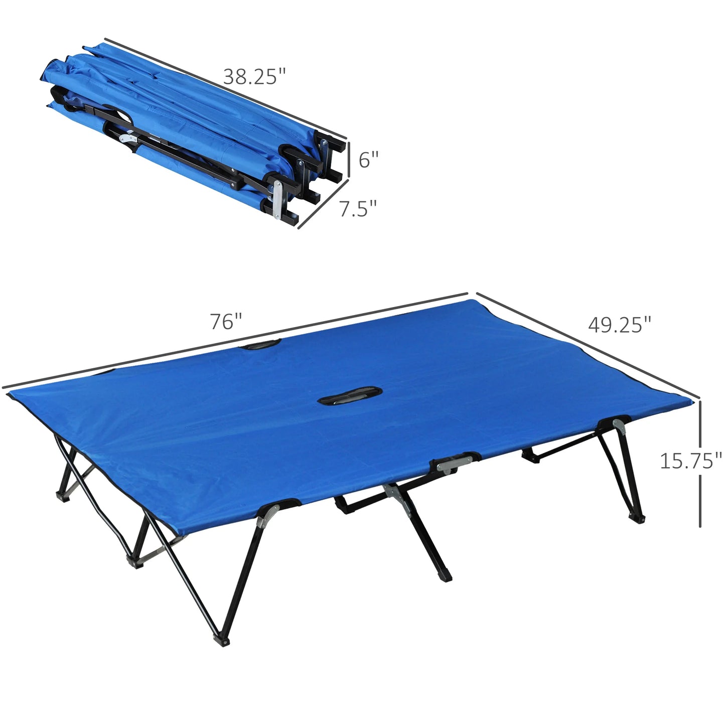 Camping Cot | Weight Capacity 300 Lbs | Foldable With Travel Bag | Blue