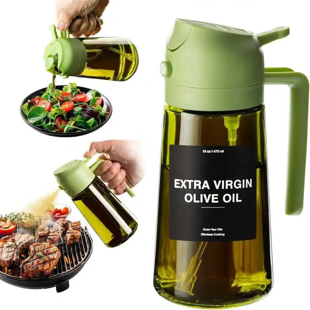 470 ml Oil Sprayer for Cooking,2-in-1 Olive Oil Dispenser and Oil Spray Bottle,Oil Spray with Stickers,Thick Glass Spray Bottle from PriceLows™