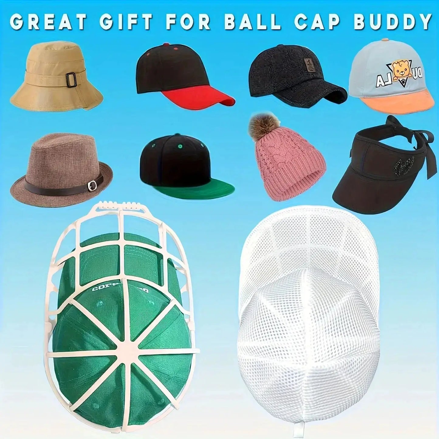 Hat Cleaning Cage | Washing Machine Safe | Mesh Bag Included | Universal Fit